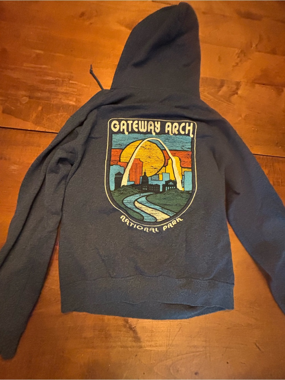 Gateway arch Jerzees Navy Hooded Pullover with Chest Crest - Picture 3 of 3
